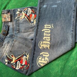 Ed Hardy Blue Graphic women Jeans